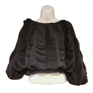 Gracia Black Chiffon Flowy Top Sz‎ M